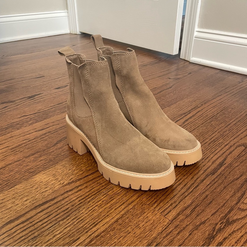Dolce Vita Tan Suede Heeled Chelsea Boots